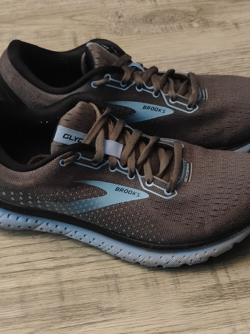 Brooks Glycerin 18 Brown & Light Blue Running Shoes Women's Size 8